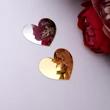 Espejo acrílico personalizado con diseño de nombre con corazones, decoración de boda, recuerdos de fiesta de compromiso, regalos para invitados, 30 uds., 6cm