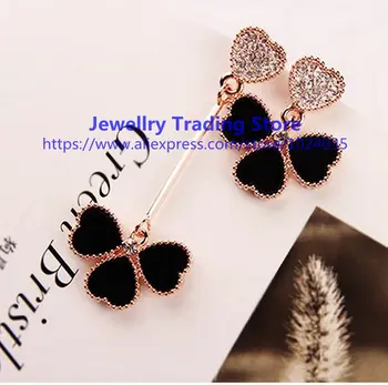 

Wholesale Luxury Jewelry Fashion Long Statement Crystal Clover Earrings Rhinestone Elegant Women Dress Charm Earring