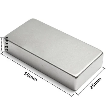 

1PCS Mini Rectangle Rare Earth Neodymium N52 Magnet 50X25X10mm Super Strong Block Cuboid Magnet for Magnetic Equipment