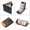 CONTACT'S Fashion Genuine Leather Money Clips High Quality Cow Leather Men Wallets Hasp Mini Purses vintage Men Wallet Card Hold 4