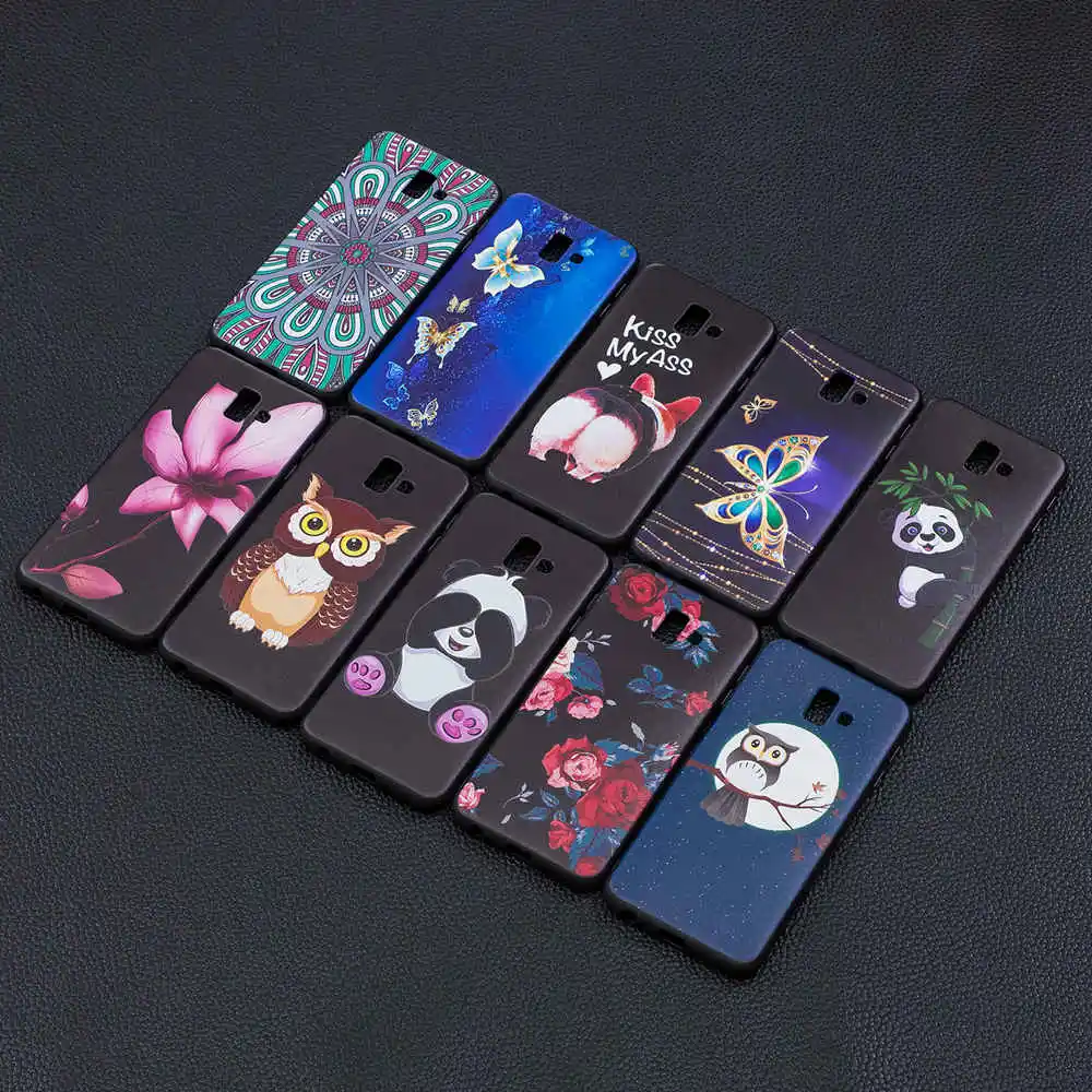 

for Samsung Note 9 J6 2018 J6 Plus 2018 phone case 3D Flower Relief Soft TPU Silicone Back Cover butterfly Painted Slim Cases