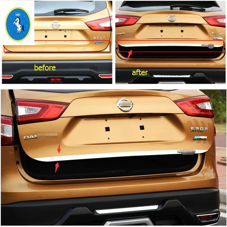 

2 Color For Nissan Qashqai J11 2014 2015 Stainless SteelRear Trunk Tailgate Door Tail Bottom Lid Streamer Cover Trim
