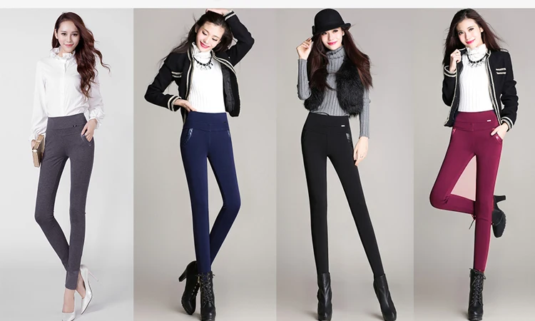 Новые женские высококачественные толстые плюс бархатные штаны-карандаш с высокой талией стрейч женские теплые брюки-скинни Легинсы плюс размер брюки