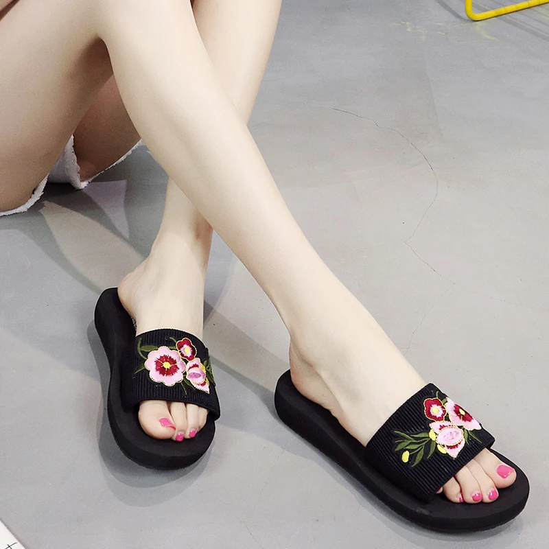 slippers with small wedge heel