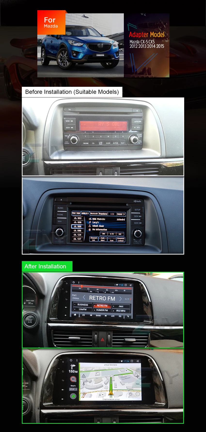 Discount 9" Android 7.1 Car Stereo For Mazda CX-5 CX5 2012 2013 2014 2015 Auto Radio Audio Video Headunit GPS Glonass Navigation No DVD 2