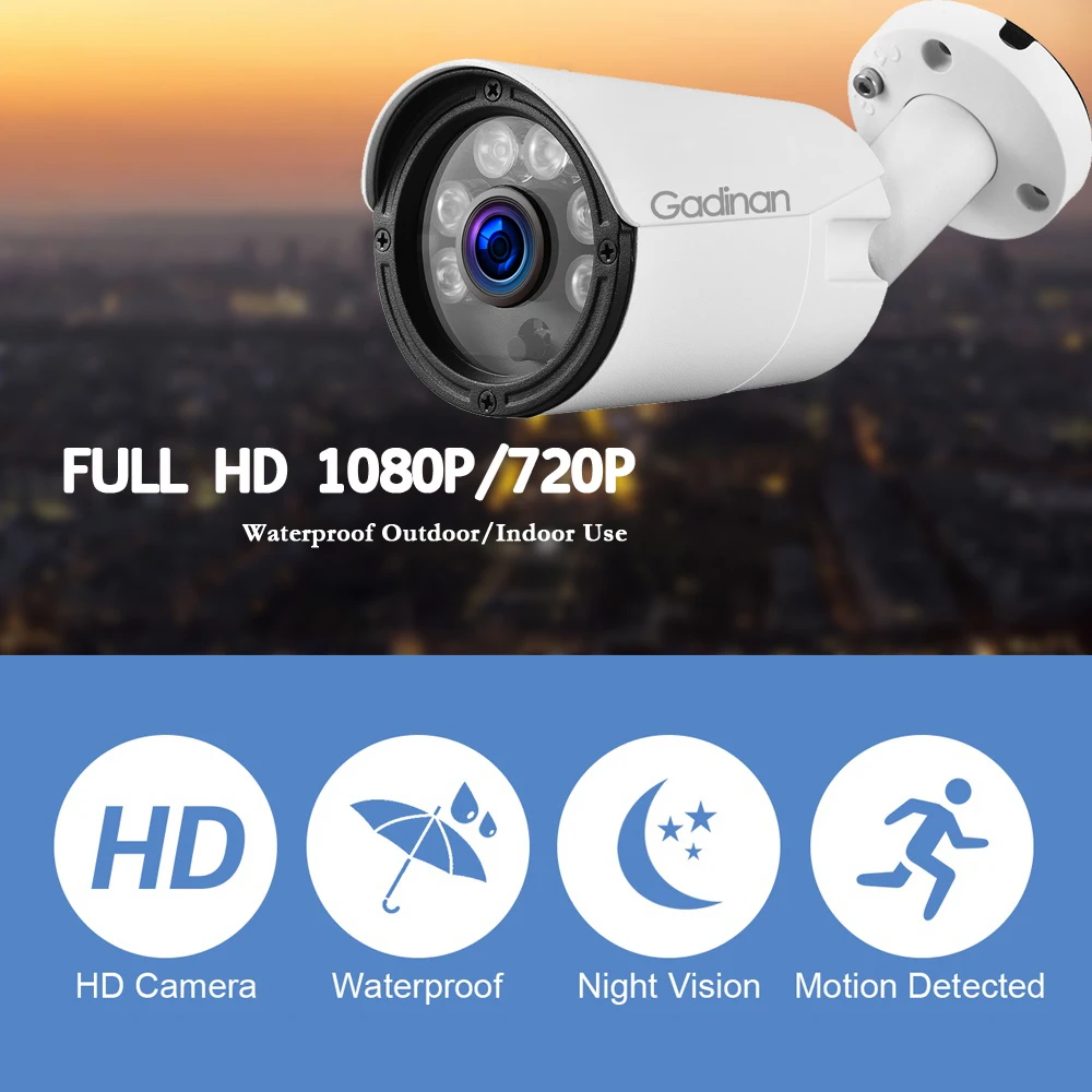 Gadinan Ultra Low Illumination 5MP 4MP FULL HD CCTV Security Bullet Surveillance Waterproof Outdoor Alert IP Camera security surveillance system