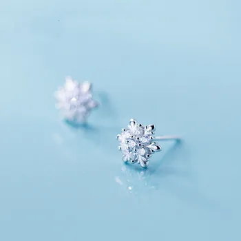 

SMALL 7MM Authentic Real 100% 925 Sterling Silver fine Jewelry White Zirconia AAA+ Snowflake stud Earrings gtle2478