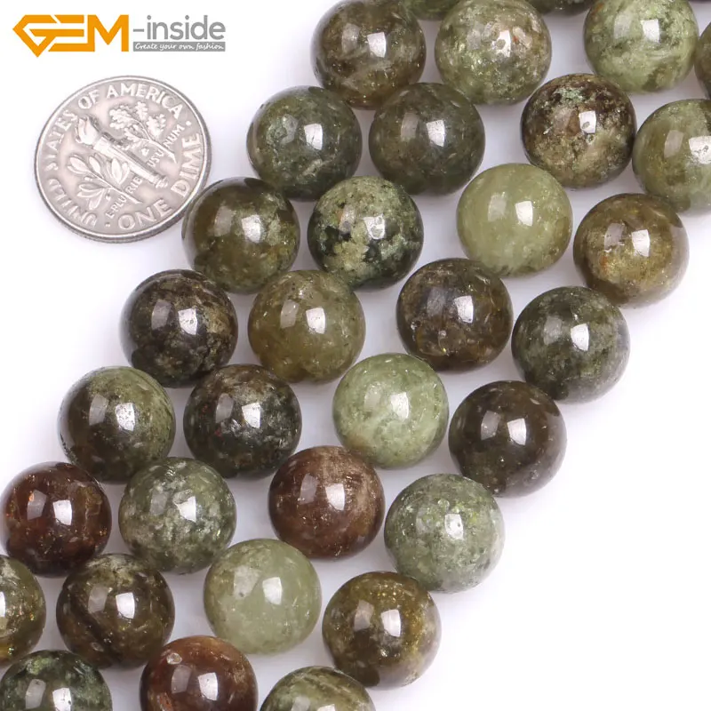 

Gem-inside 4-12mm Natural Round Green Tsavorite Precious Stone Beads For Jewelry Making Bracelet Necklace 15'' DIY Jewellery