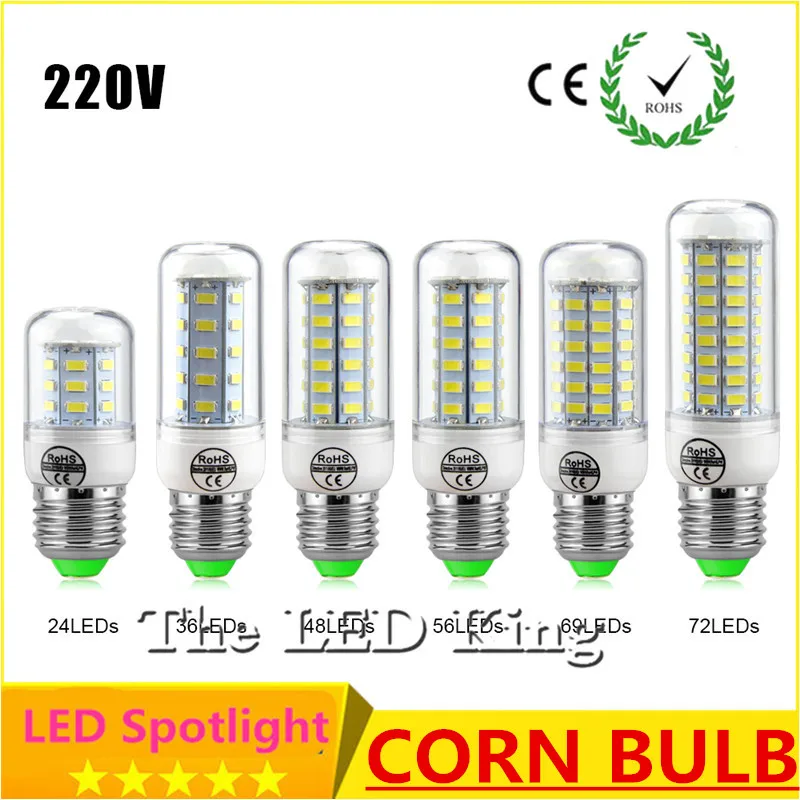 Replace CFL 8W 12W 15W 20W 25W 30W E27 E14 220V LED light Bulb High  Luminous 5730 Spotlight LEDs Corn lamp Chandelier lighting