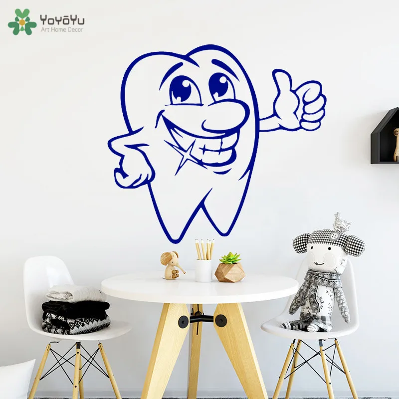 Dental Clinic Logo Wall Stickers Window Special Design Smiling Tooth