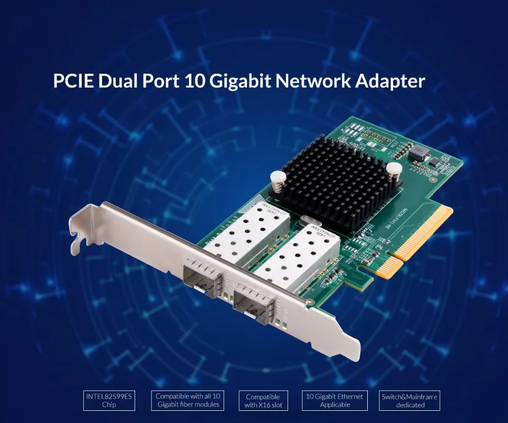 Сетевой адаптер ORICO PCIE 2 порта 10 Гбит чип INTEL82599ES совместимый с переключателем