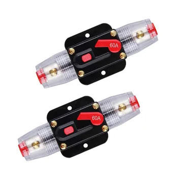 

Car Auto Accessory DC 12V 60 Amp Audio Stereo Circuit Breaker Manual Reset Replace Fuse Holder For System Protection