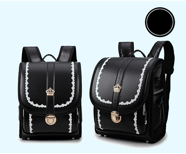 Рюкзак принцессы для девочек школьная сумка для багажа для детей на молнии и застежке из искусственной кожи Школьные рюкзаки на колесиках - Цвет: black