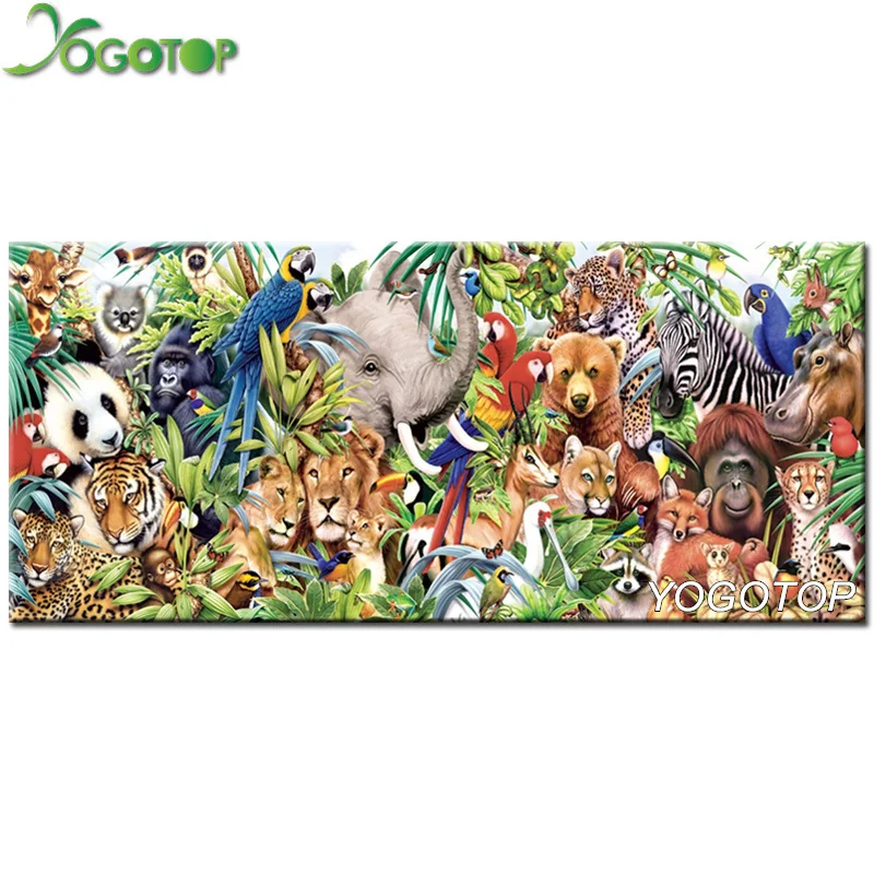 

YOGOTOP Diy 5d Diamond Embroidery large Zoo Animal Full Square Diamond painting Cross stitch kits Drill Mosaic Wall art QA587