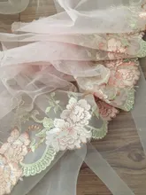 Exquisite pink embroidered soft tulle lace trim, doll drees baby cloth home decor lace fabric supplies , floral scalloped lace scalloped trim lace up crossbody bag