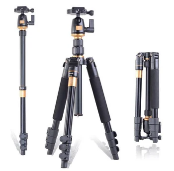 

QZSD Q555 Lightweight Tripod Professional Portable Travel Aluminum Camera Tripod for Canon Nikon DSLR Camera and Mobile Phone
