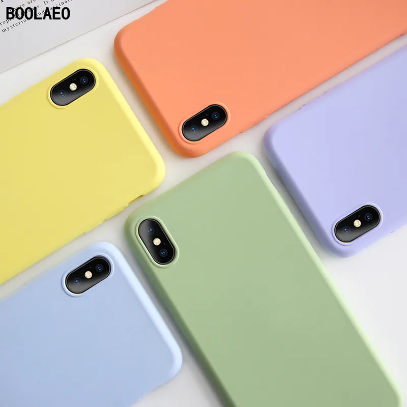 

Phone Cases For iPhone 7 8 6 6s Plus X XR XS Max Simple Solid Color Ultrathin Soft TPU Case iPhone 11 pro Candy Back Cover Coque