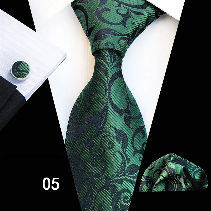 13 Colors Men Floral Neck Tie Set Fashion Green Ties for Men Blue