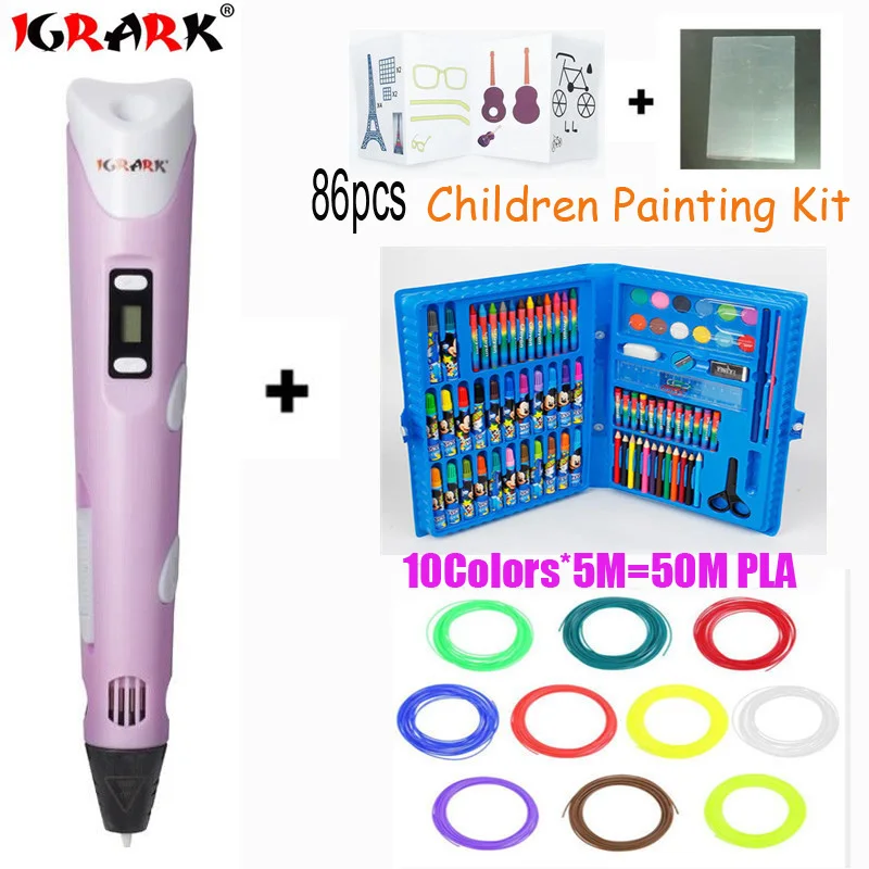 

IGRARK 3D Pen and pla 50meter and86 pcs art sets include Contains all painting tools, brushes, Christmas present packages
