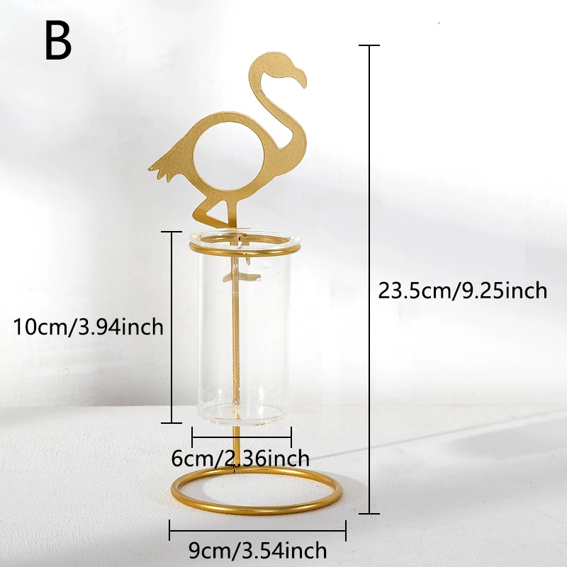 Скандинавский Фламинго ваза прозрачная стеклянная пробирка гидропонная ваза гостиная Цветочная композиция украшение стола цветочный горшок - Цвет: B