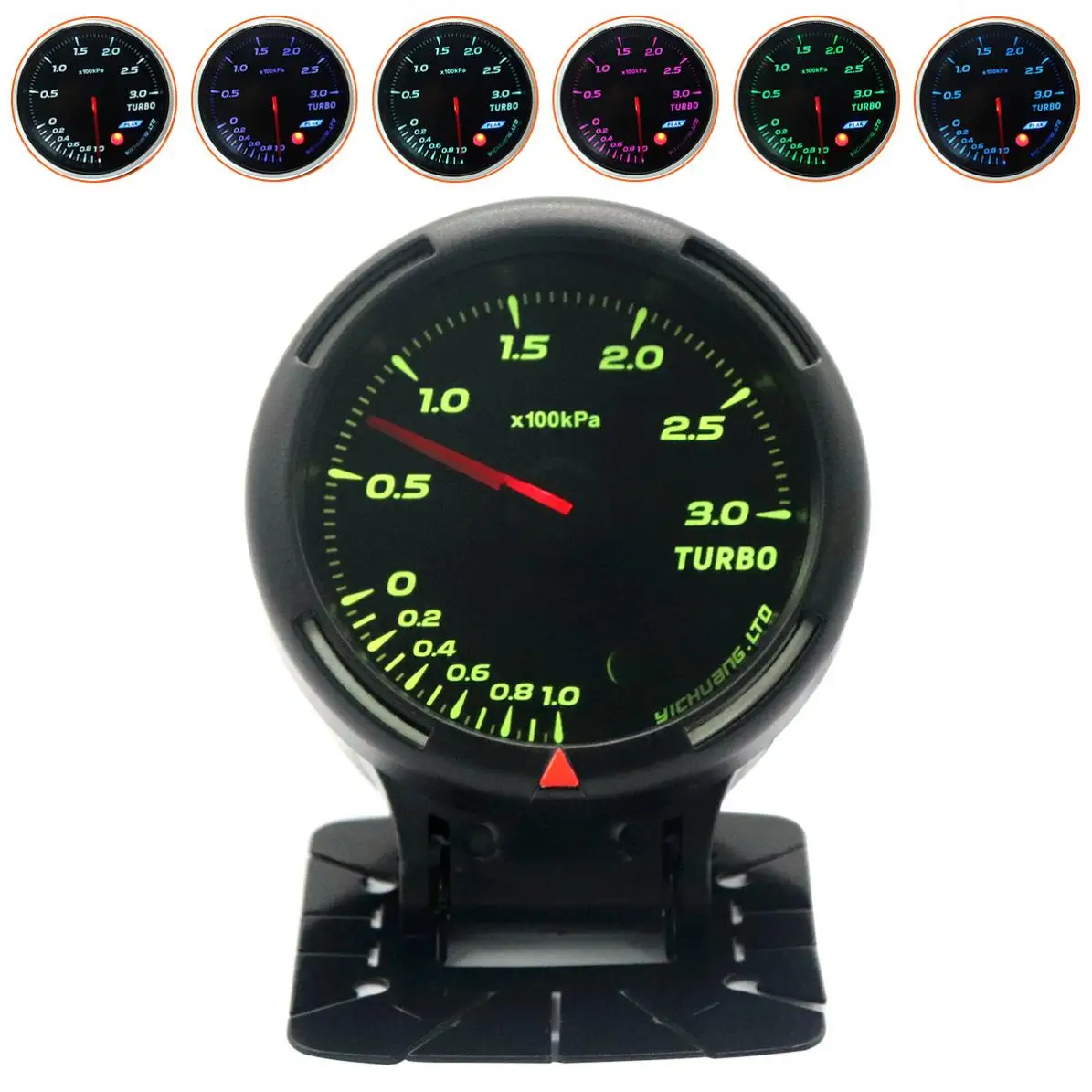 

60MM 300KPa 12V 64 Backlights LED Electrical Car Bar Turbo Boost Gauge Meter with Sensor for 12V Vehicles