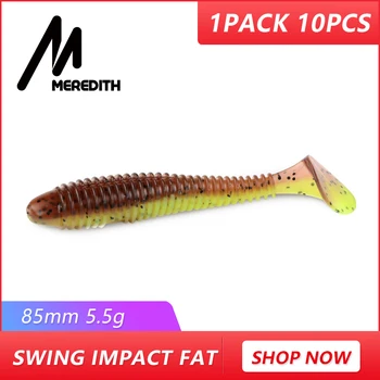 

MEREDITH Fishing Lures FAT Swing Impact Swimbait 85mm/5.5g 10pc/Lot Craws Soft Lures Fishing Soft Bait Bass Bait