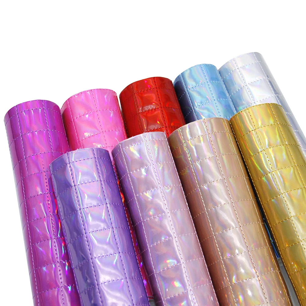 

David accessories 20*34cm Plaid Laser Holographic Cotton Synthetic Leather Fabric,DIY HaiBow Bag Shoes Crafts,1Yc6571