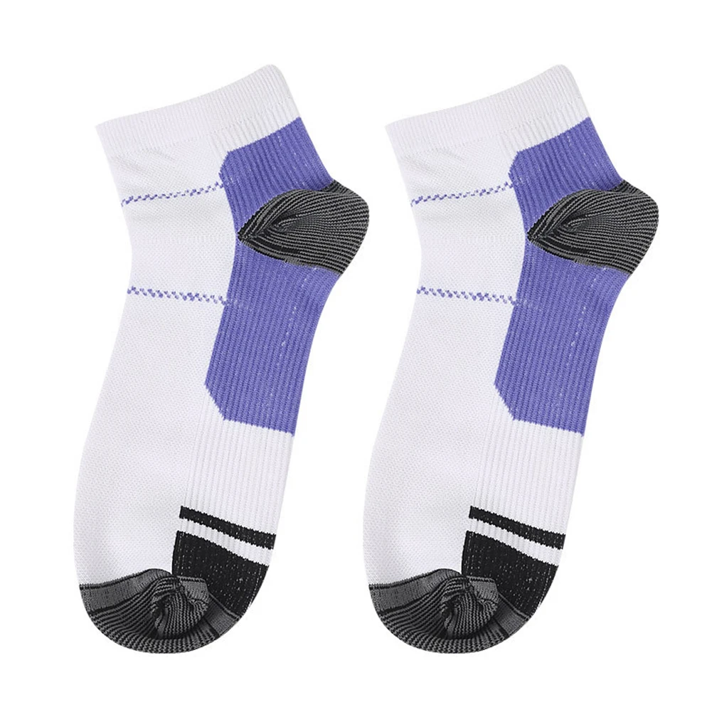 Мужские и женские Спортивные Компрессионные носки против усталости, ежедневное облегчение боли, Подошвенный Фасциит, антибактериальные шпоры для беговой пятки - Цвет: White Purple