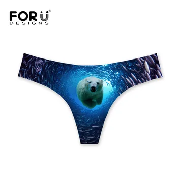 

FORUDESIGNS 2017 Hot Women Intimates Invisible Seabed Bear Printing Sexy Underwear Panties Thong Gas Seamless Crotch G Stings
