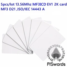 5 шт./лот MF3ICD(H) 21 M3 IC D21 2K 13,56 Mhz ISO14443A pvc NFC RFID пустая карта