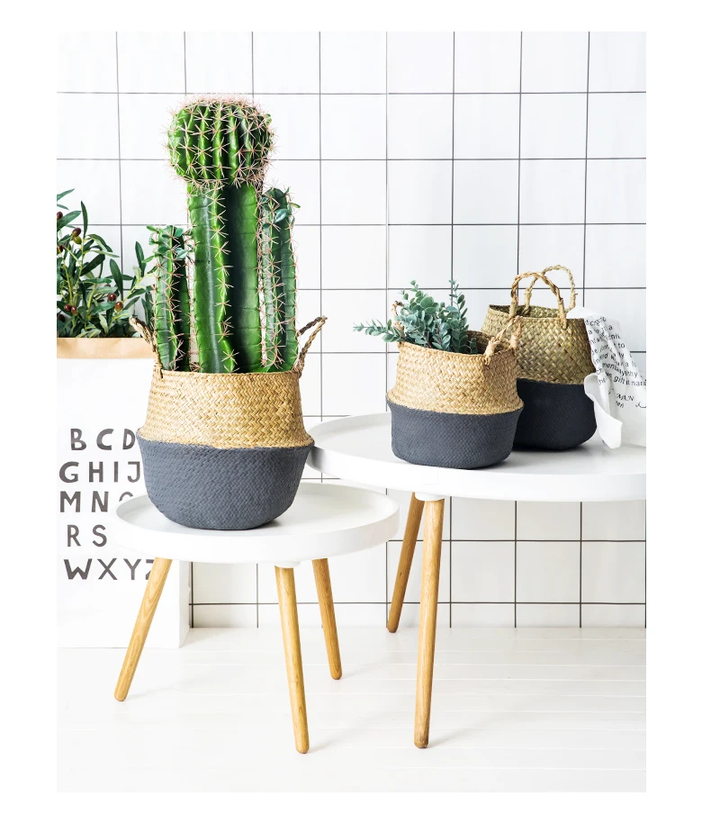 Handmade Flower Pots Planters Decorative Seagrass Rattan Storage Basket Toys Laundry Hamper Home Organizer 5 Sizes Flower Basket