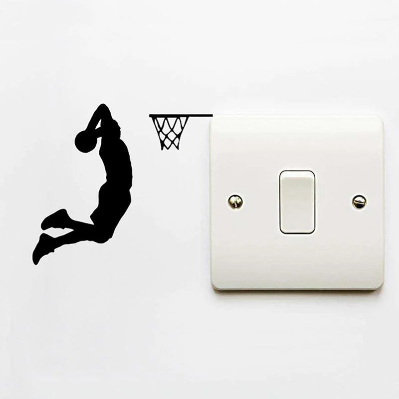 12.2x11cm Basketball Player Cartoon Vinyl Switch Sticker Decor Lights witch Wall Decals | Дом и сад