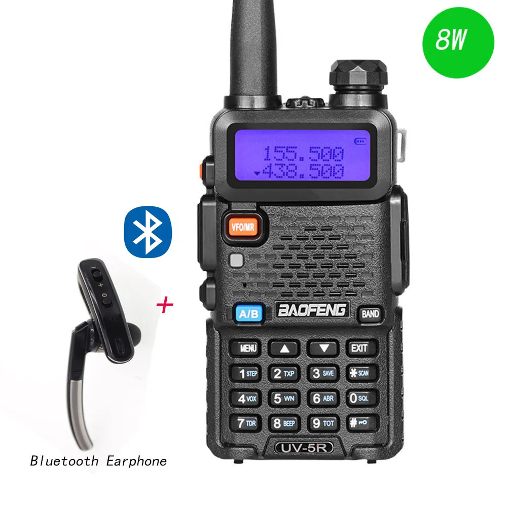 

BaoFeng UV-5R 8W Walkie Talkie Dual Band Two Way Radio Pofung Portable Ham Radio Transceive with Bluetooth PTT Earphone/headset
