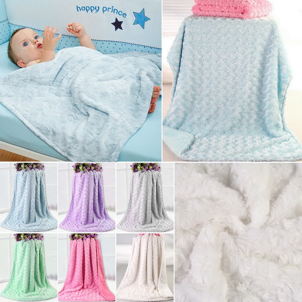 

Baby Newborn Thermal Soft Fleece Blanket Solid Color Boy Girl Warm Sleeping Blanket Wrap Swaddle Bedding Beach Towel 102x76cm
