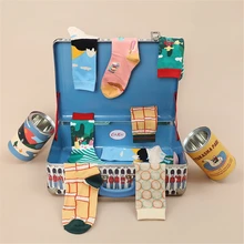 Женские весенне-летние хлопковые носки с героями мультфильмов Harajuku, модные оригинальные носки с рисунками из мультфильмов, счастливые носки