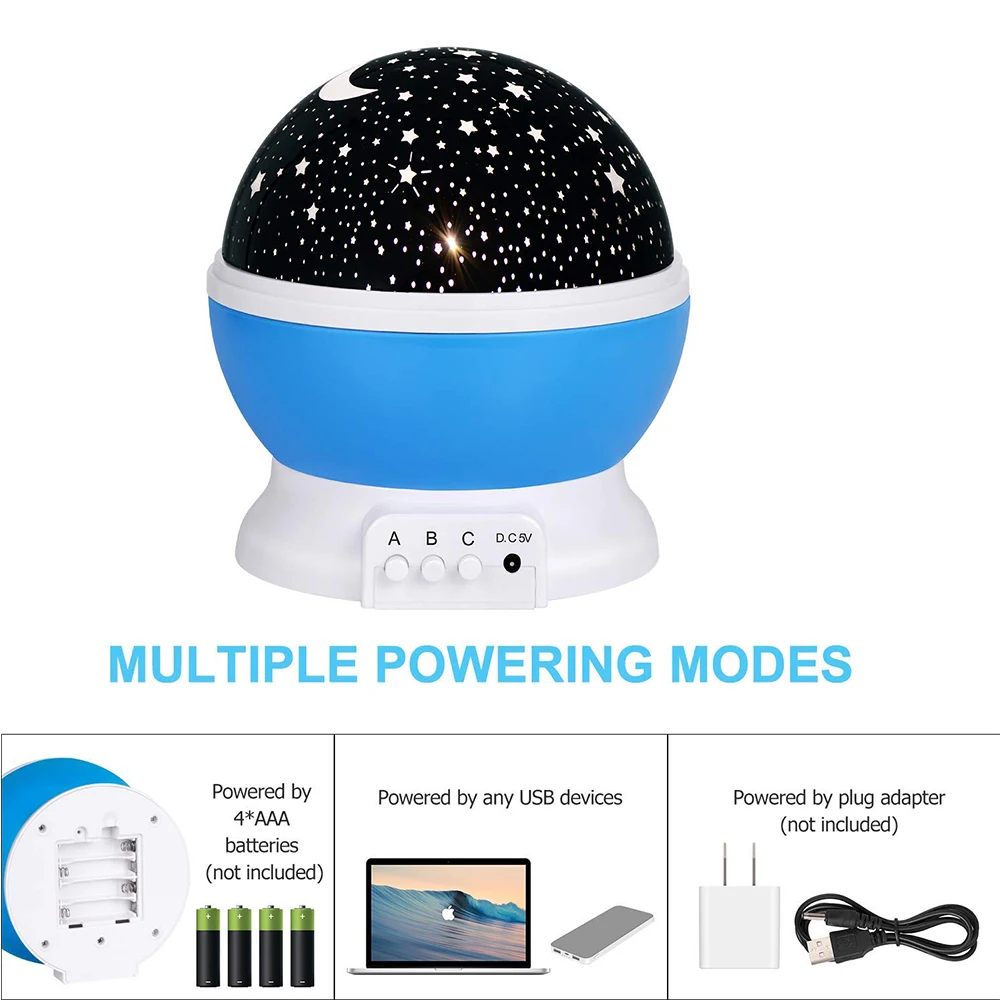Aimkeeg Красочные звезд звездное небо Светодиодный Ночник проектор Луна лампы Батарея USB Спальня для детский ночник подарок