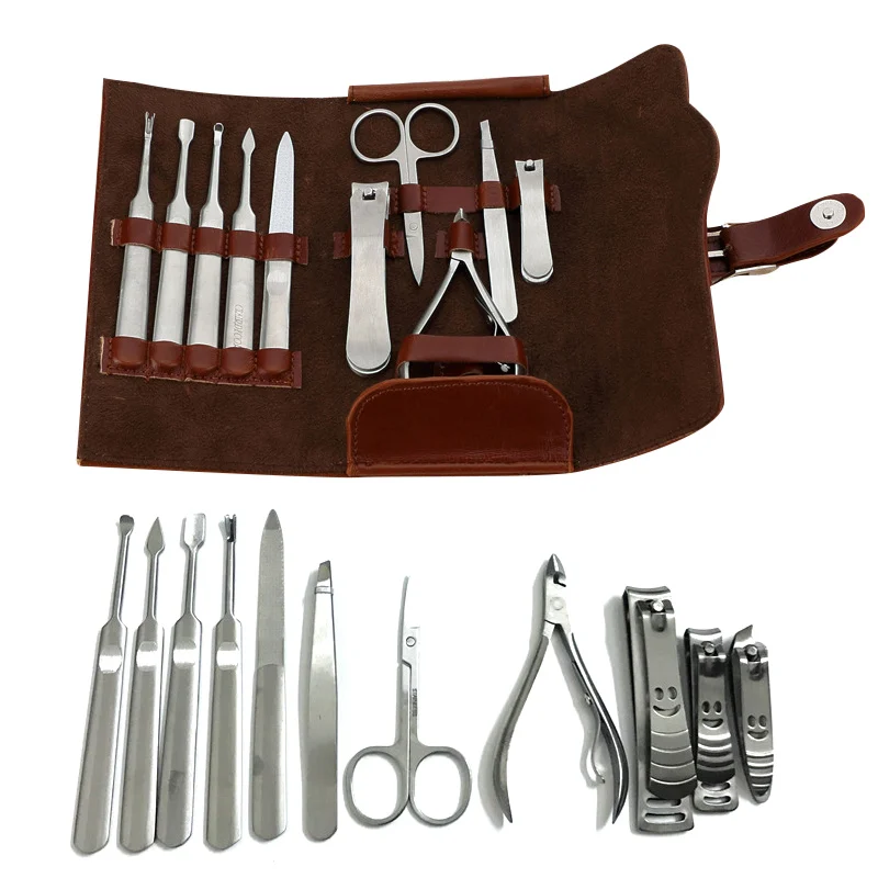 

11 Pcs Nail Care Tools Kit Stainless Steel Pedicure Scissor Tweezer Cutter Clipper File Earpick Manicure Set With PU Bag MSI-19