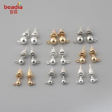 Горячо! 50 компл./упак. цвета: золотистый, серебристый родий позолоченный металлический серьги-гвоздики, Фурнитура для бижутерии, материал для рукоделия аксессуары