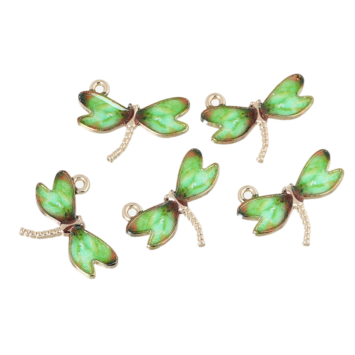 

Doreen Box Charm Pendants Dragonfly Light Golden Green Enamel 22mm( 7/8") x 17mm( 5/8"),10 PCs 2016 new