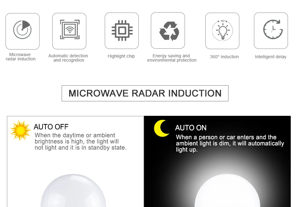 LED Radar Sensor Bulb E27 Automatic Smart Detection (2)