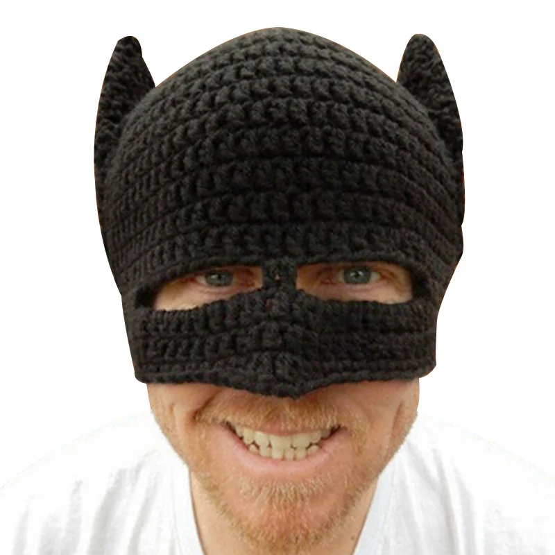 Super Hero Funny Mask Hats Caps Men Knitted Men's Winter Hat Fashion Batman Hat Novelty Men Beanie Halloween Party Gift (3)