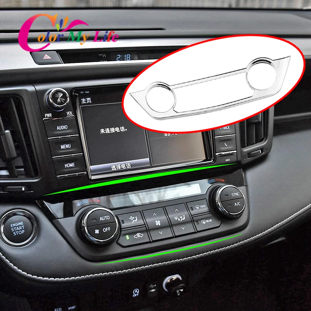 

Car Sticker FIT FOR TOYOTA RAV4 2013 2014 2015 AC SWITCH PANEL CHROME COVER TRIM ACCESSORIES