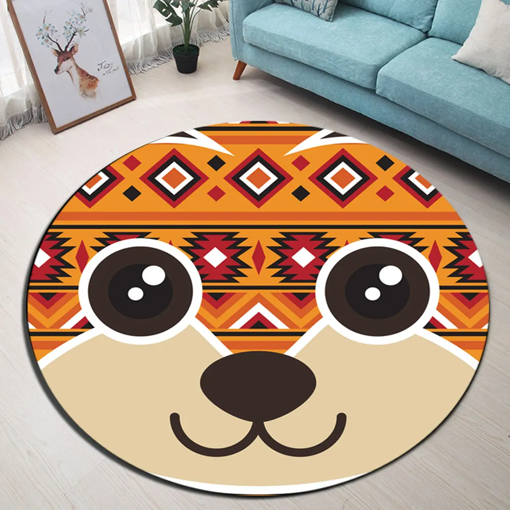 Us 11 43 49 Off Lb Cute Dog Mandala Bohemian Living Room Area Rugs Indoor Round Floor Doormat Bathroom Non Slip Mat Carpets For Kids Bedroom In