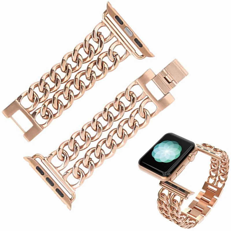 Rose Gold stainless Steel Bracelet Strap Fashion for Apple Watch Band