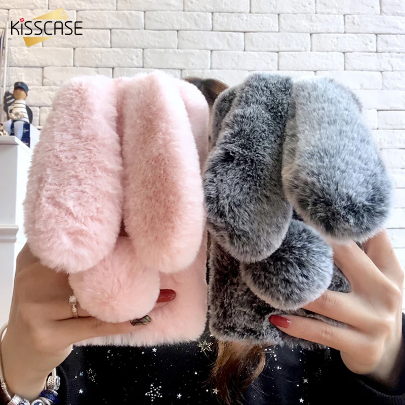 

KISSCASE Rabbit Hair Case For iPhone XS Max X XR Case Cute Warm Fur Soft TPU Case For Iphone 6s 7 8 Plus Cover For Iphone 5 SE