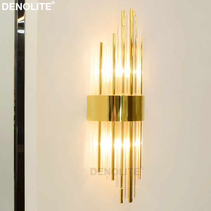Новый Хрустальный настенный светильник DENOLITE из нержавеющей стали W22 * H60 см