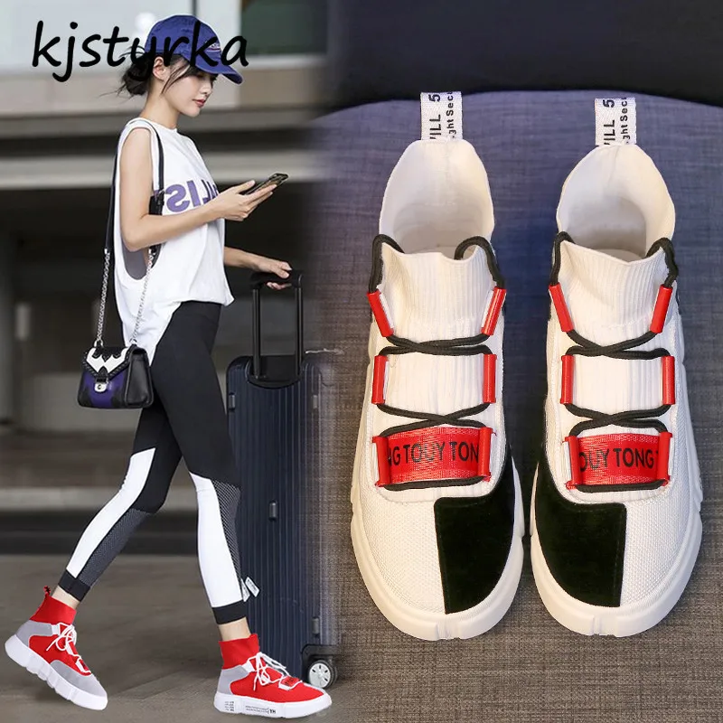 

kjstyrka zapatos de mujer 2018 sock Woman Sneaker fashion tenis feminino high quality casual mixed color Non Slip espadrilles