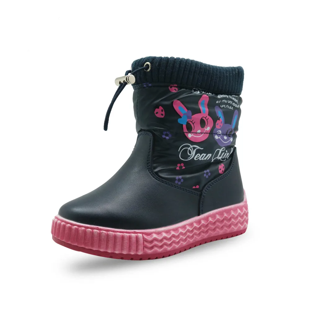 

2018 Baby Girls Boots Waterproof Snow Boots Children's Winter Warm Mid-Calf Plush Zipper Boot for Girls Anti-slip Hiking Shoes