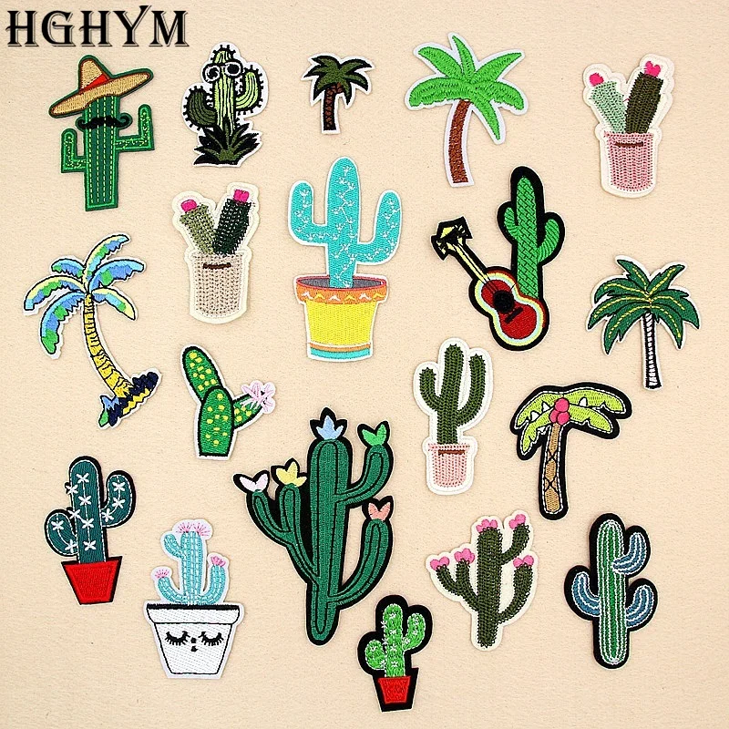 

Fashion Sticker For Clothes Applicationss Patches Iron on Clothing Badge Embroidered Patch Cactus Coconut Tree Sewing C