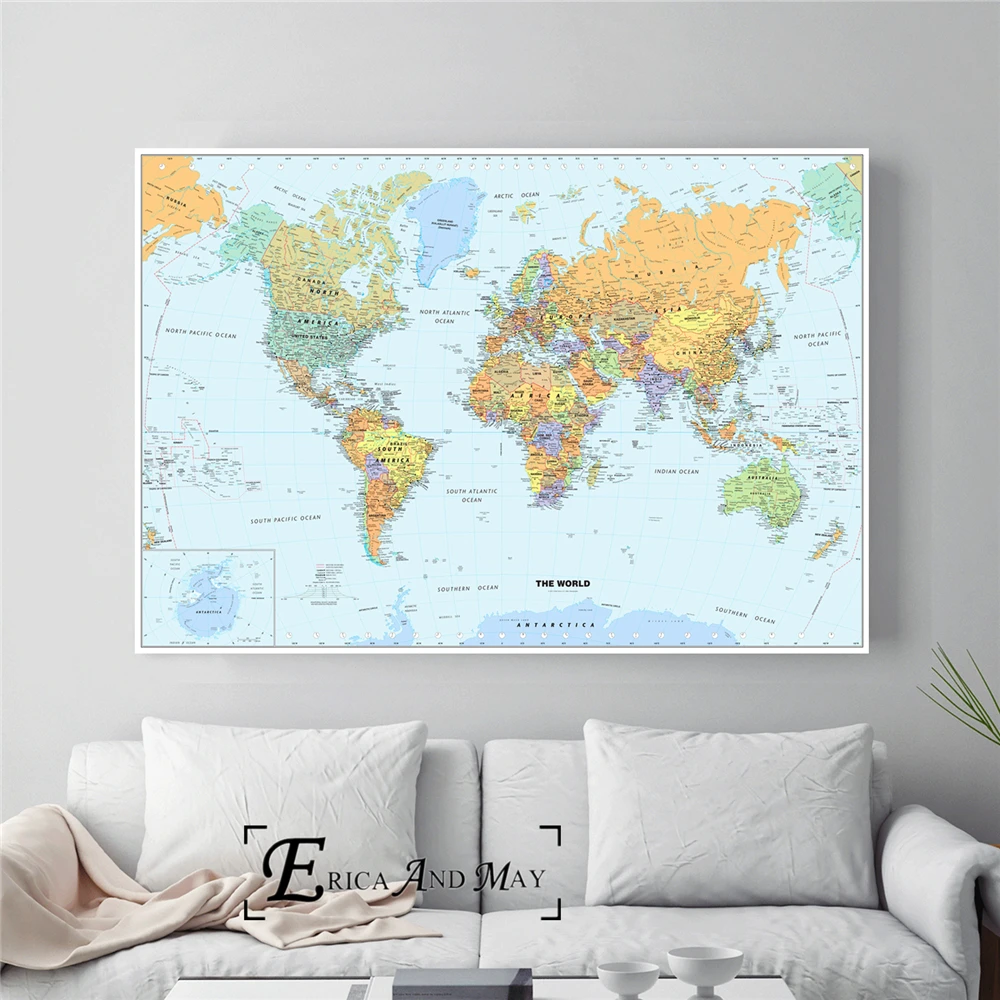 Карта мира HD Большой стиль плакаты и принты настенные художественные декоративные картины холст живопись для гостиной домашний Декор без рамы
